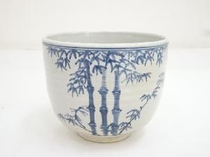 京焼　手塚玉堂造　染付竹茶碗